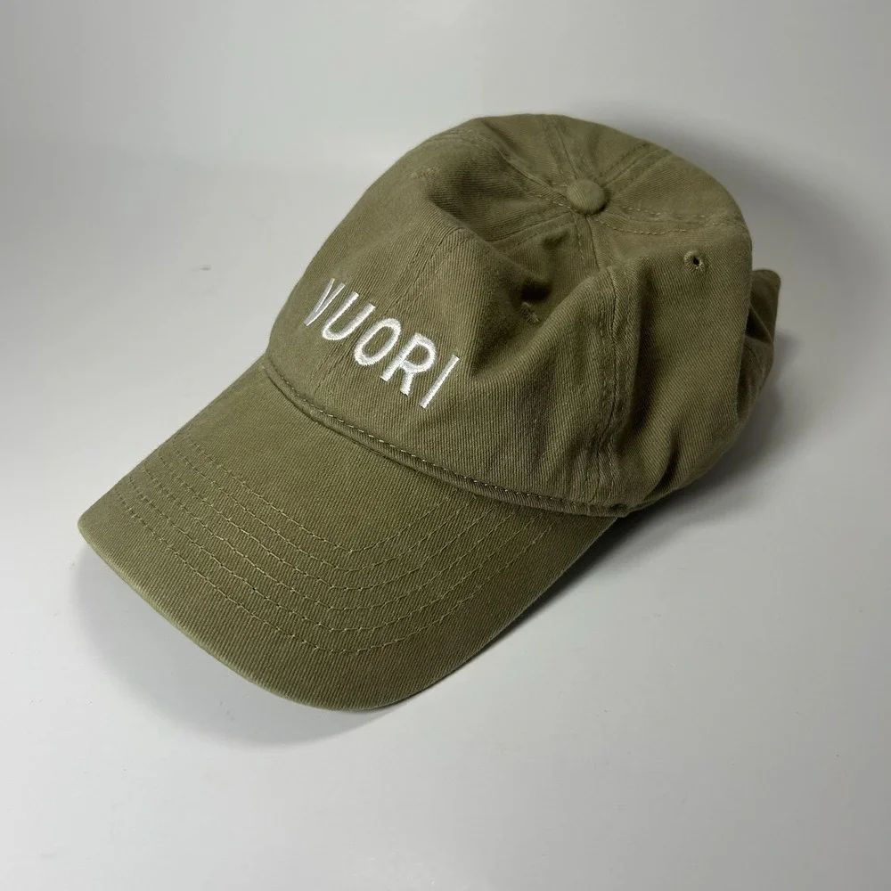 Unisex Mens Womens Vuori Signal Dad Hat Olive Green Adjustable Strap Logo Cap